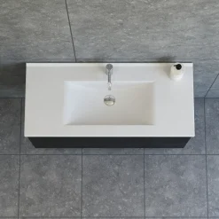 Bademiljøer^Scanbad Aria badmøbel m/vask, 2 skuffer, push open, sort eg 81 cm