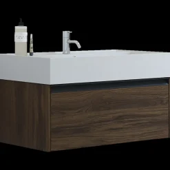 Bademiljøer^Scanbad badmøbel m/Asyre vask/højre, 1 skuffe, brun eg 81 cm