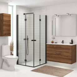Clearance Scanbad B-Foldedør til brusekabine 200x87-89 cm sort m/klar glas