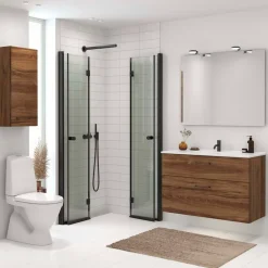 Clearance Scanbad B-Foldedør til brusekabine 200x87-89 cm sort m/klar glas