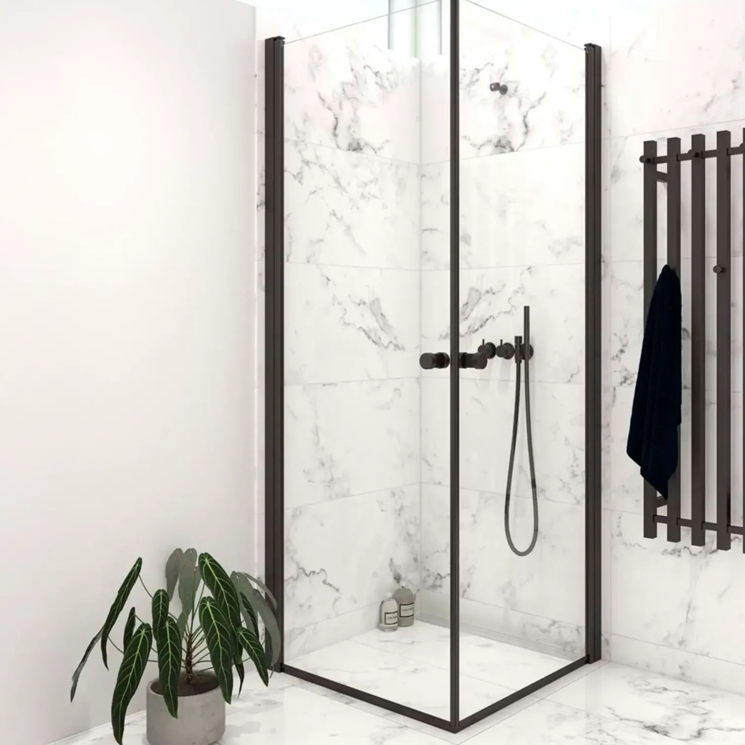 Clearance Scanbad brusedør 89x200 cm mat sort