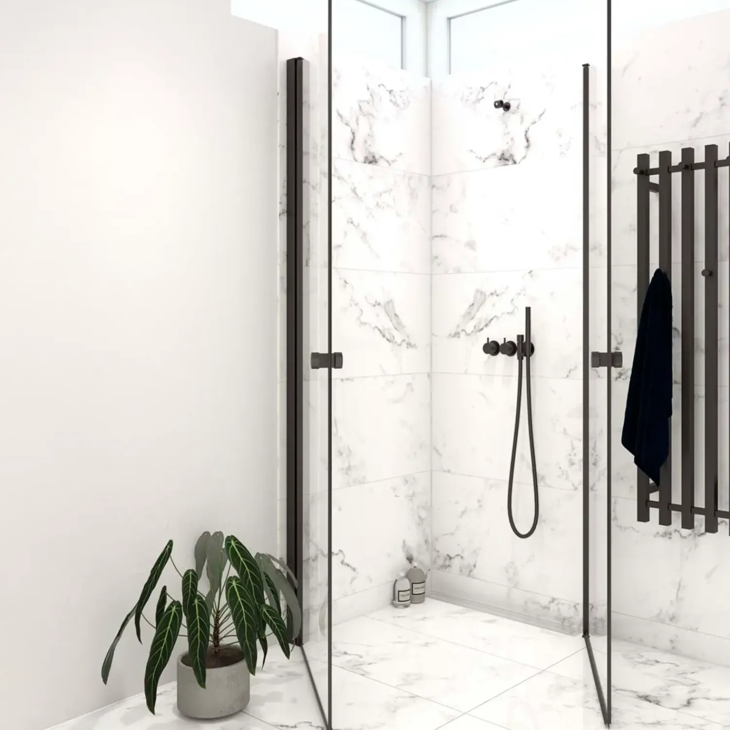 Clearance Scanbad brusedør 89x200 cm mat sort