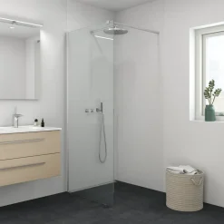 Scanbad Brusedøre Og Brusevægge^brusevæg 79x197,5 m/teleskopstang 77-79 cm klar glas