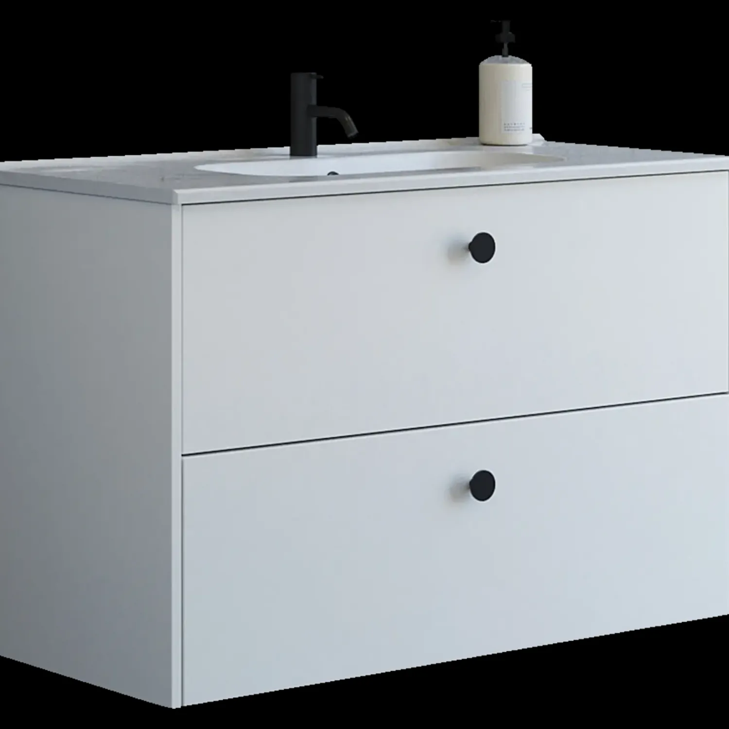 Scanbad Delta badmøbel m/Karat vask, 2 skuffer, hvid mat 100 cm