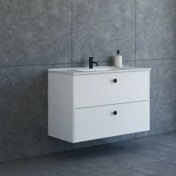 Scanbad Delta badmøbel m/Karat vask, 2 skuffer, hvid mat 100 cm