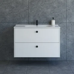 Scanbad Delta badmøbel m/Karat vask, 2 skuffer, hvid mat 100 cm