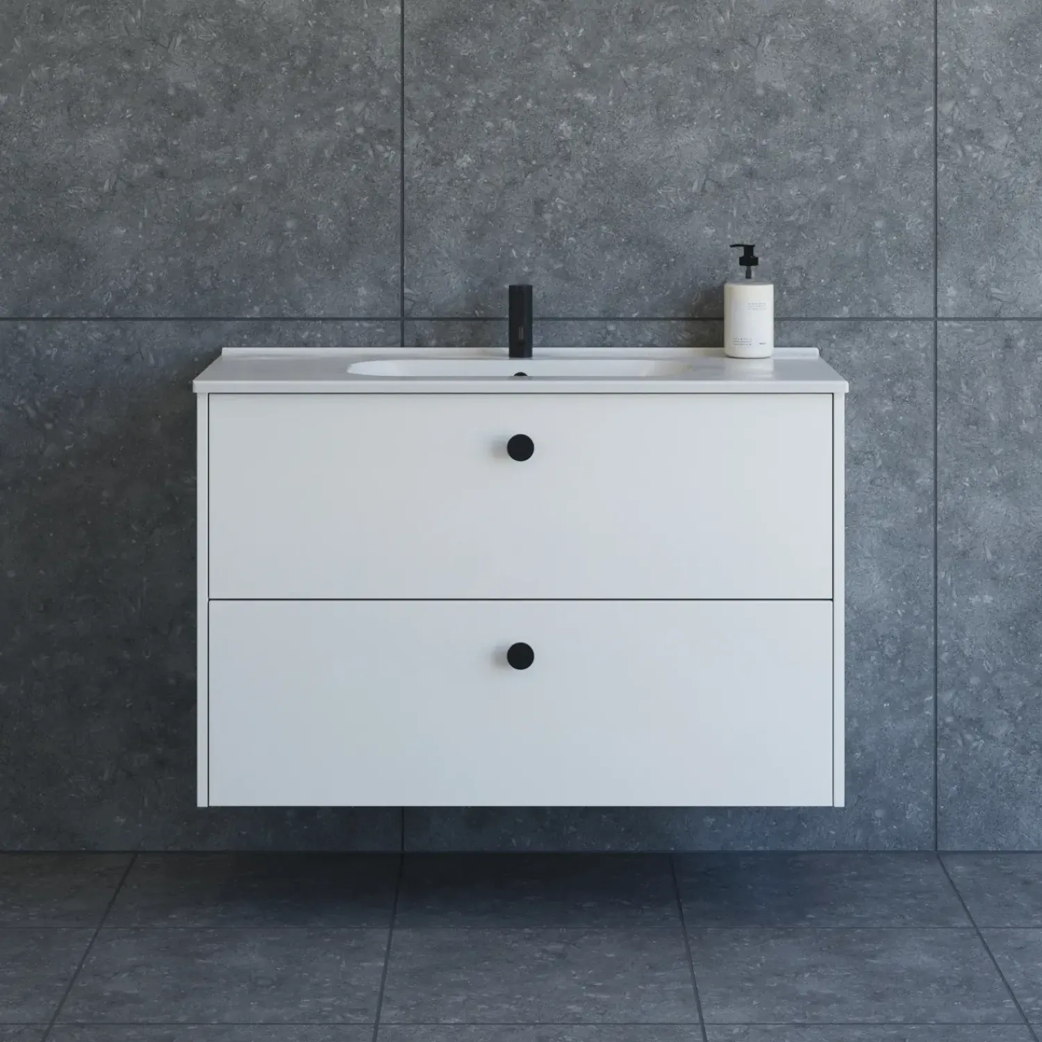 Scanbad Delta badmøbel m/Karat vask, 2 skuffer, hvid mat 100 cm