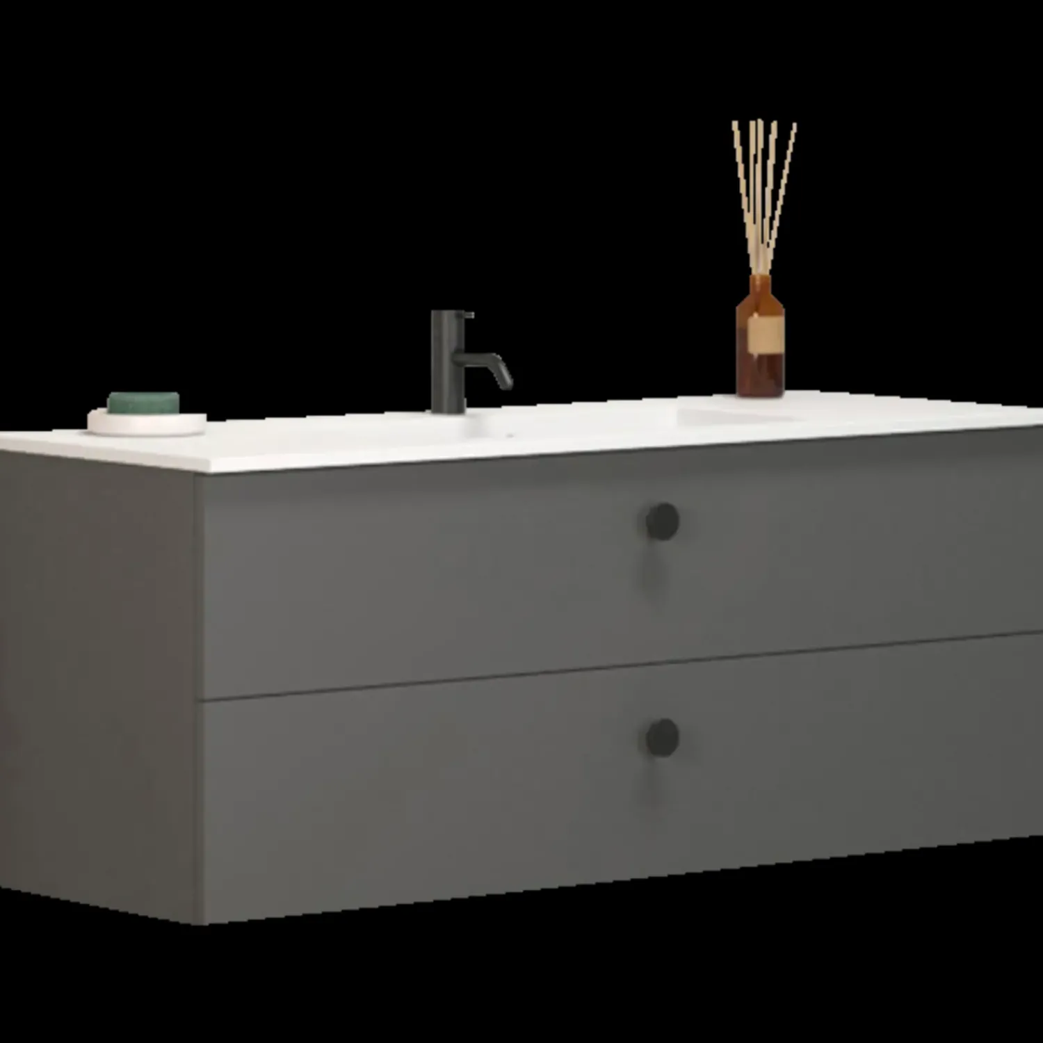 Vaskeskabe^Scanbad Delta vaskeskab m/Micca vask 120 cm mat grå