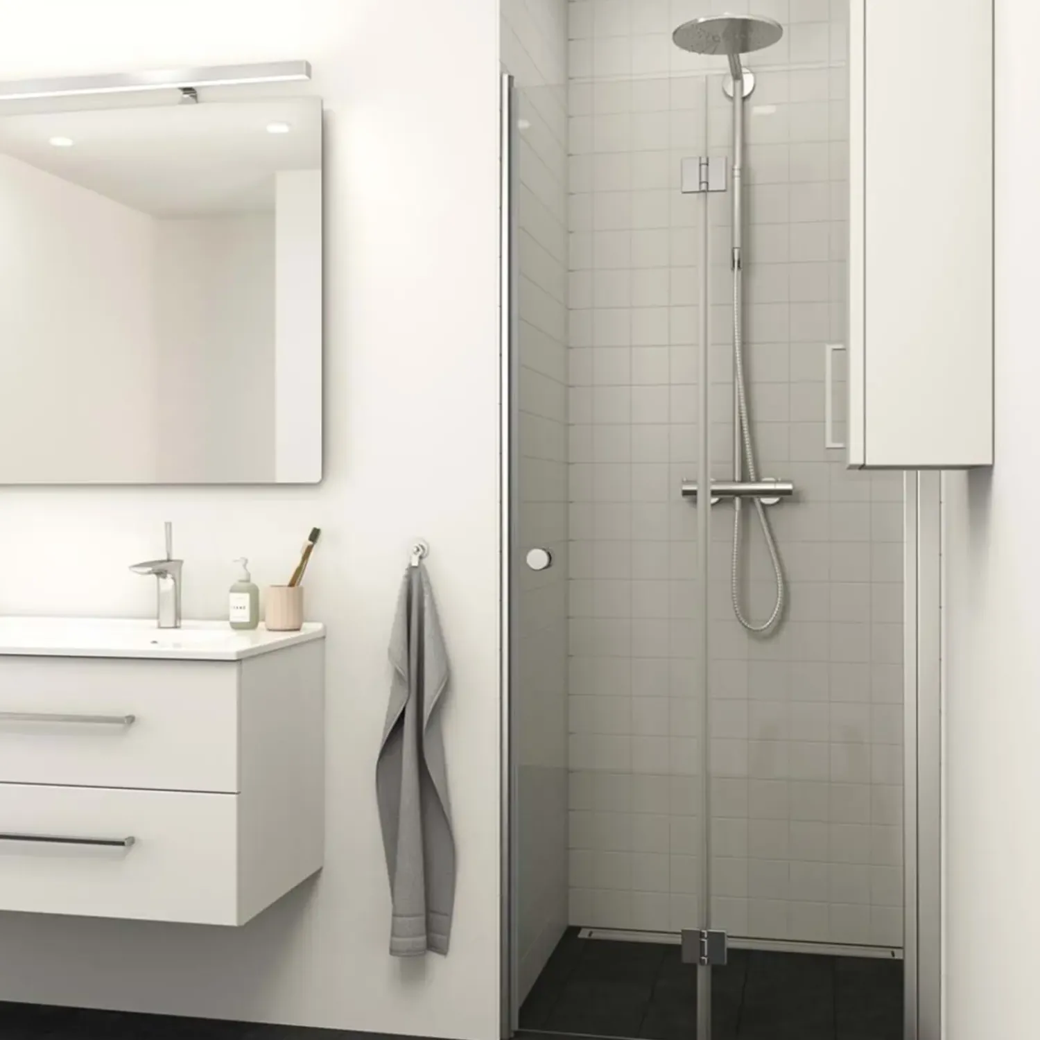 Scanbad Brusedøre Og Brusevægge^Foldedør m/anslagsliste 200x80 cm satin/klar gas