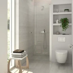 Hot Scanbad Match brusedør satin/klartglas 200x70 cm