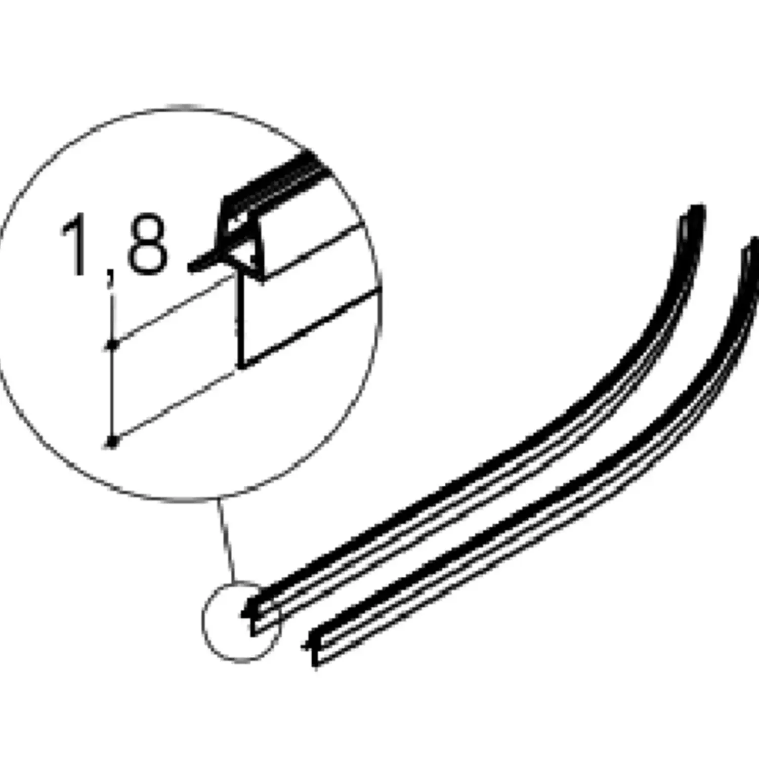 Scanbad Tilbehør Til Brusedøre Og Brusevægge^Match drypliste til halvrunde døre 2 stk t/ E+F 81,5 cm