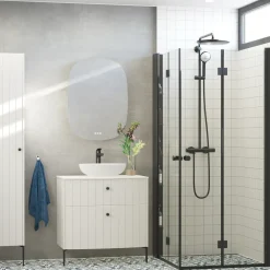 Scanbad Brusedøre Og Brusevægge^Match foldbar brusedør 99x200 cm mat sort - OBS kun 1 stk.