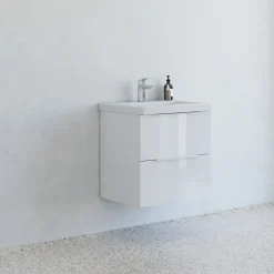 Best Scanbad Multo badmøbel m/Lazuli vask, 2 skuffer højglans hvid 62,7 cm