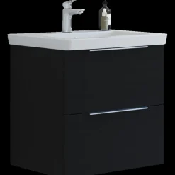 Bademiljøer^Scanbad Multo badmøbel m/Lazuli vask, 2 skuffer sort 62,7 cm