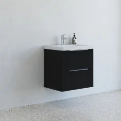 Bademiljøer^Scanbad Multo badmøbel m/Lazuli vask, 2 skuffer sort 62,7 cm