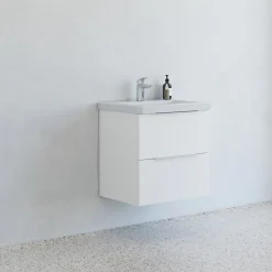 Discount Scanbad Multo badmøbel m/Lazuli vask, 2 skuffer hvid mat 62,7 cm