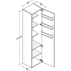 Scanbad Højskabe^Multo+ højskab med 1 låge, 175x40x35 cm hvid højglans venstrehængt
