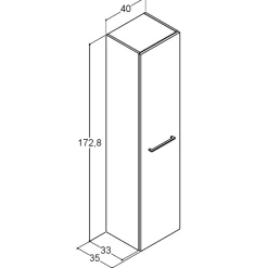Scanbad Højskabe^Multo+ højskab med 1 låge, 175x40x35 cm sort struktur venstrehængt