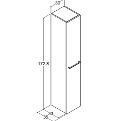 Scanbad Multo+ højskab 172x30x35 cm vendbar eg