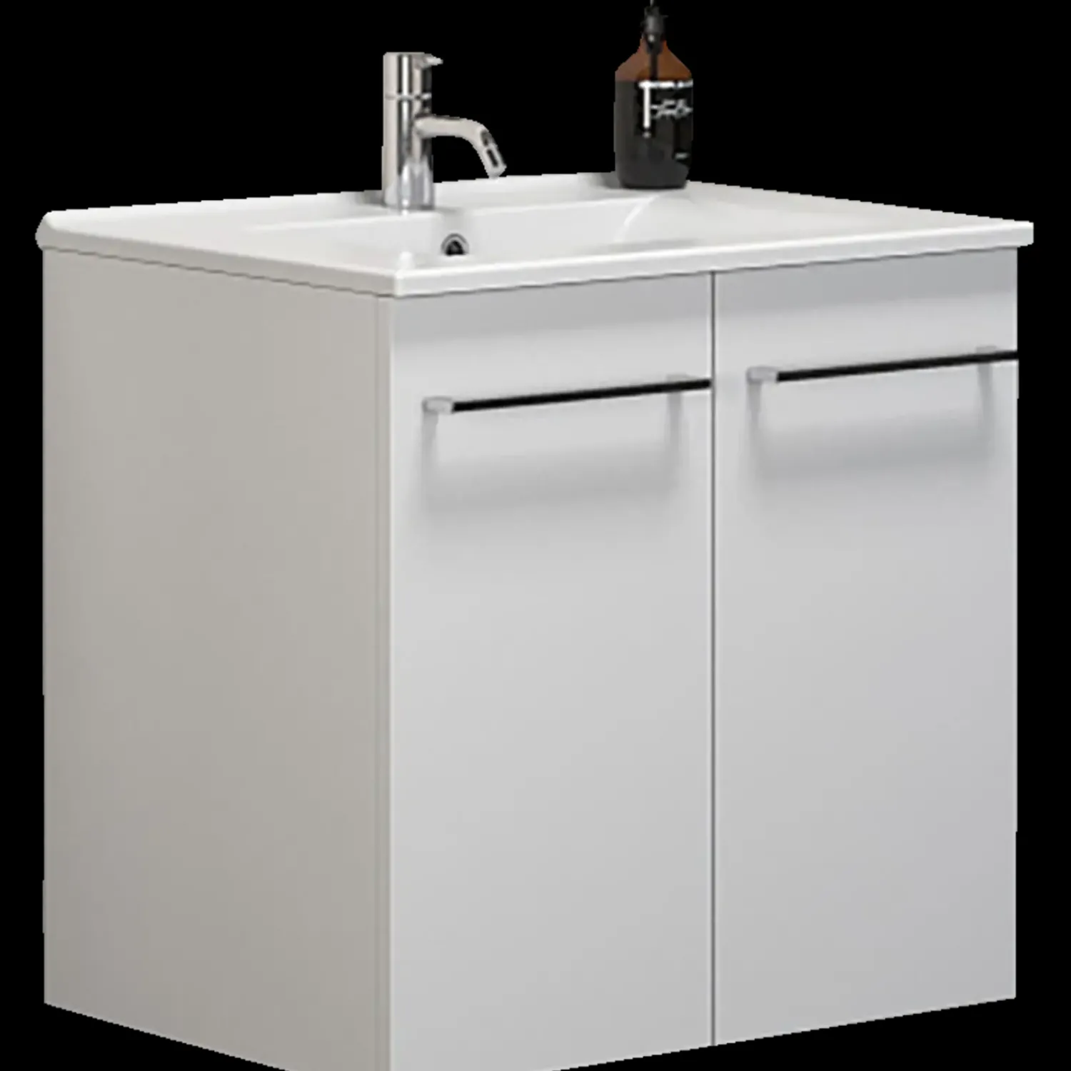 Best Scanbad Multo vaskeskab 61 cm m/låger inkl. Amber vask, hvid højglans