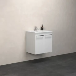 Best Scanbad Multo vaskeskab 61 cm m/låger inkl. Amber vask, hvid højglans