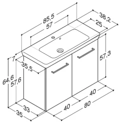 Sale Scanbad Multo vaskeskab m. låger inkl. Lotto vask 85 cm sort