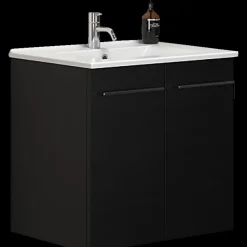 Vaskeskabe^Scanbad Multo vaskeskab m/låger 61 cm  inkl. Amber vask, sort