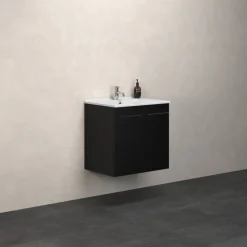 Vaskeskabe^Scanbad Multo vaskeskab m/låger 61 cm  inkl. Amber vask, sort