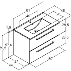 Hot Scanbad Multo+ vaskeskab m/Amber vask 80 cm sort