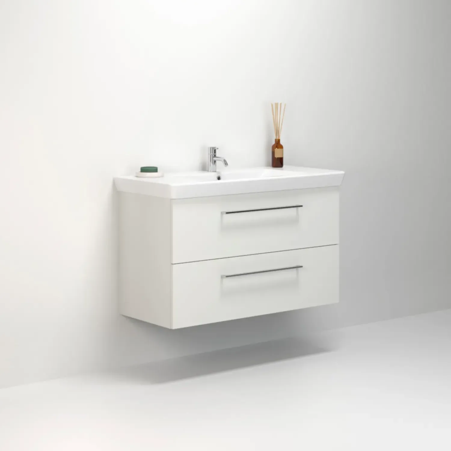 Clearance Scanbad Multo+ vaskeskab m/ Lotto XL vask 105 cm mat hvid