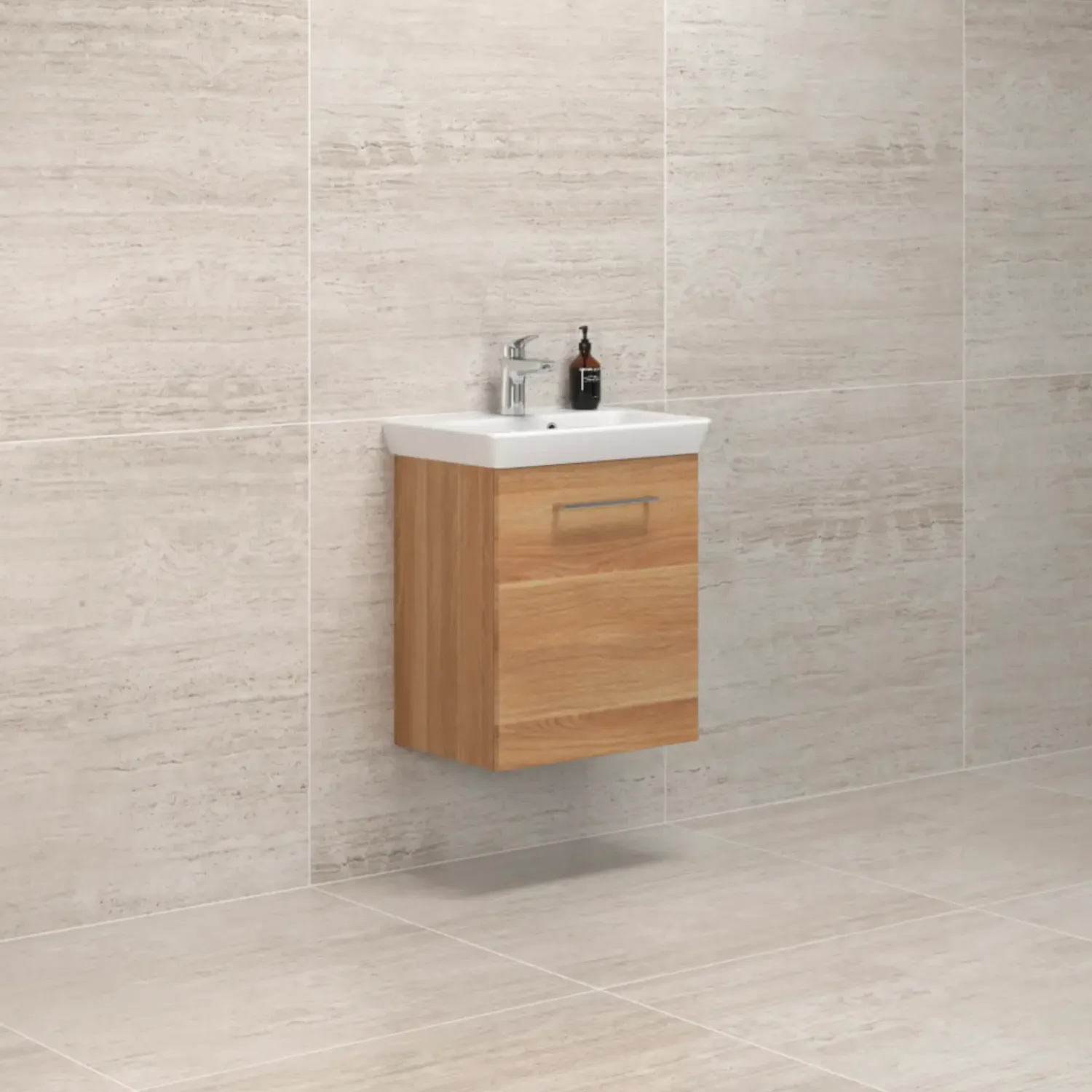 Vaskeskabe^Scanbad Multo vaskeskab m/Lotto vask 55x64,6x38,2 cm varm eg