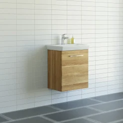 Vaskeskabe^Scanbad Multo vaskeskab m/Lotto vask 55x64,6x38,2 cm varm eg