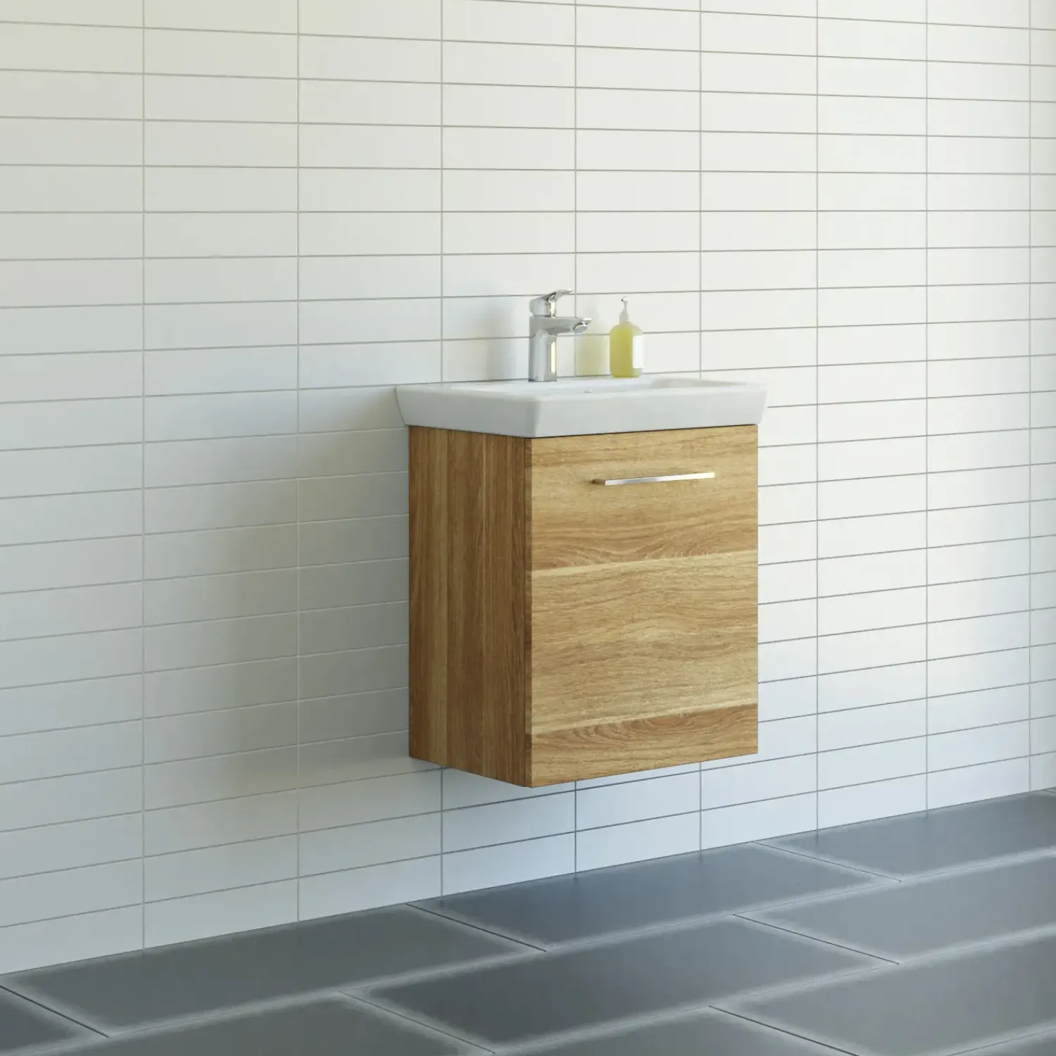 Vaskeskabe^Scanbad Multo vaskeskab m/Lotto vask 55x64,6x38,2 cm varm eg