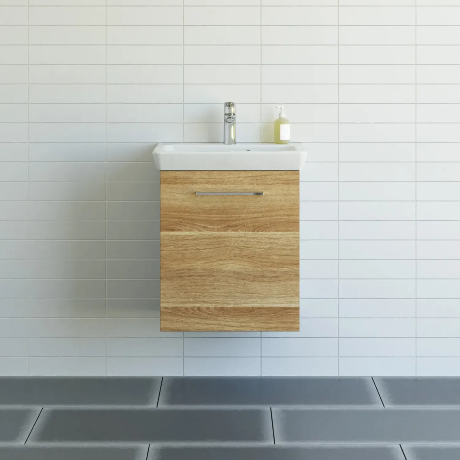 Vaskeskabe^Scanbad Multo vaskeskab m/Lotto vask 55x64,6x38,2 cm varm eg