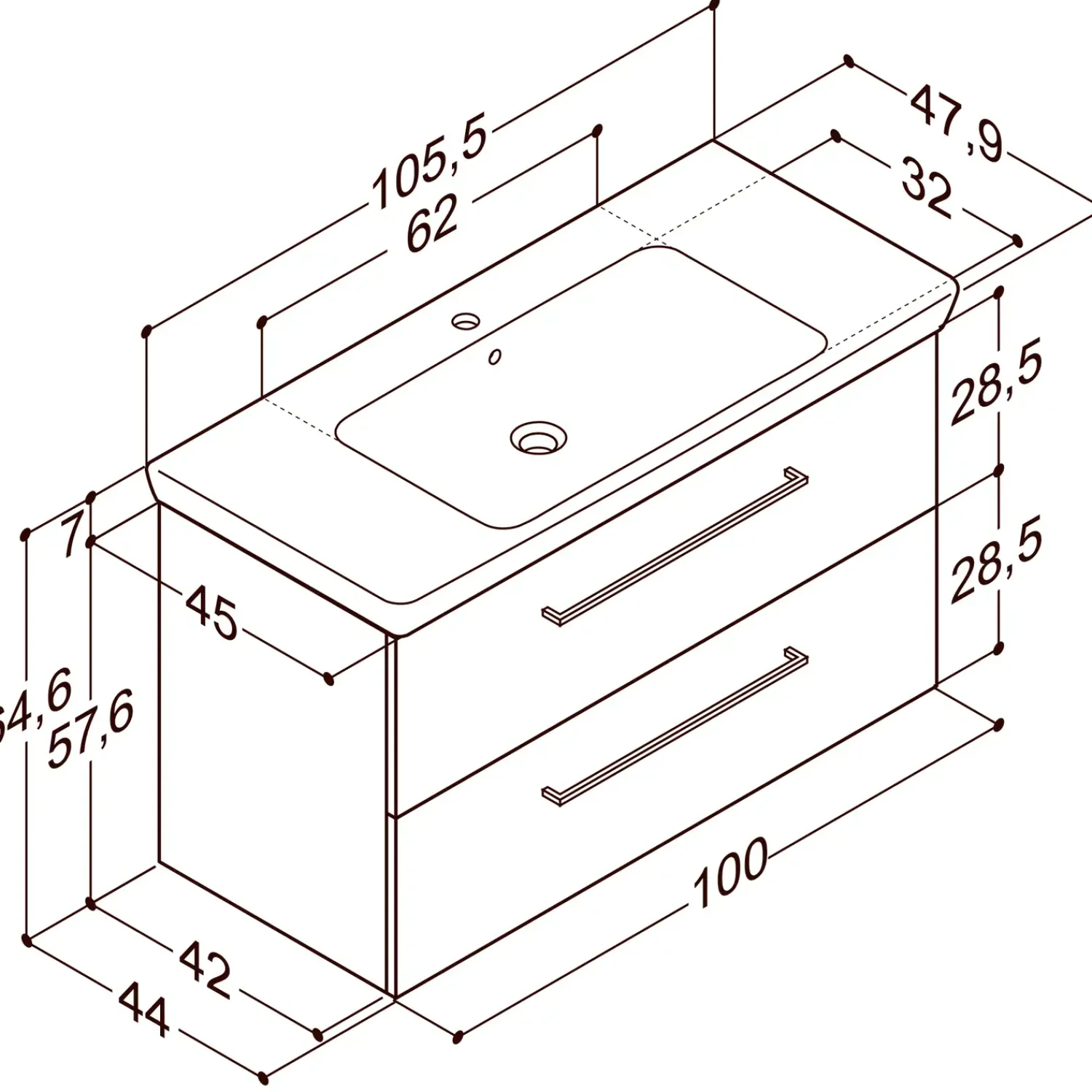 Scanbad Vaskeskabe^Multo+ vaskeskab m/ Lotto XL vask 105 cm varm eg