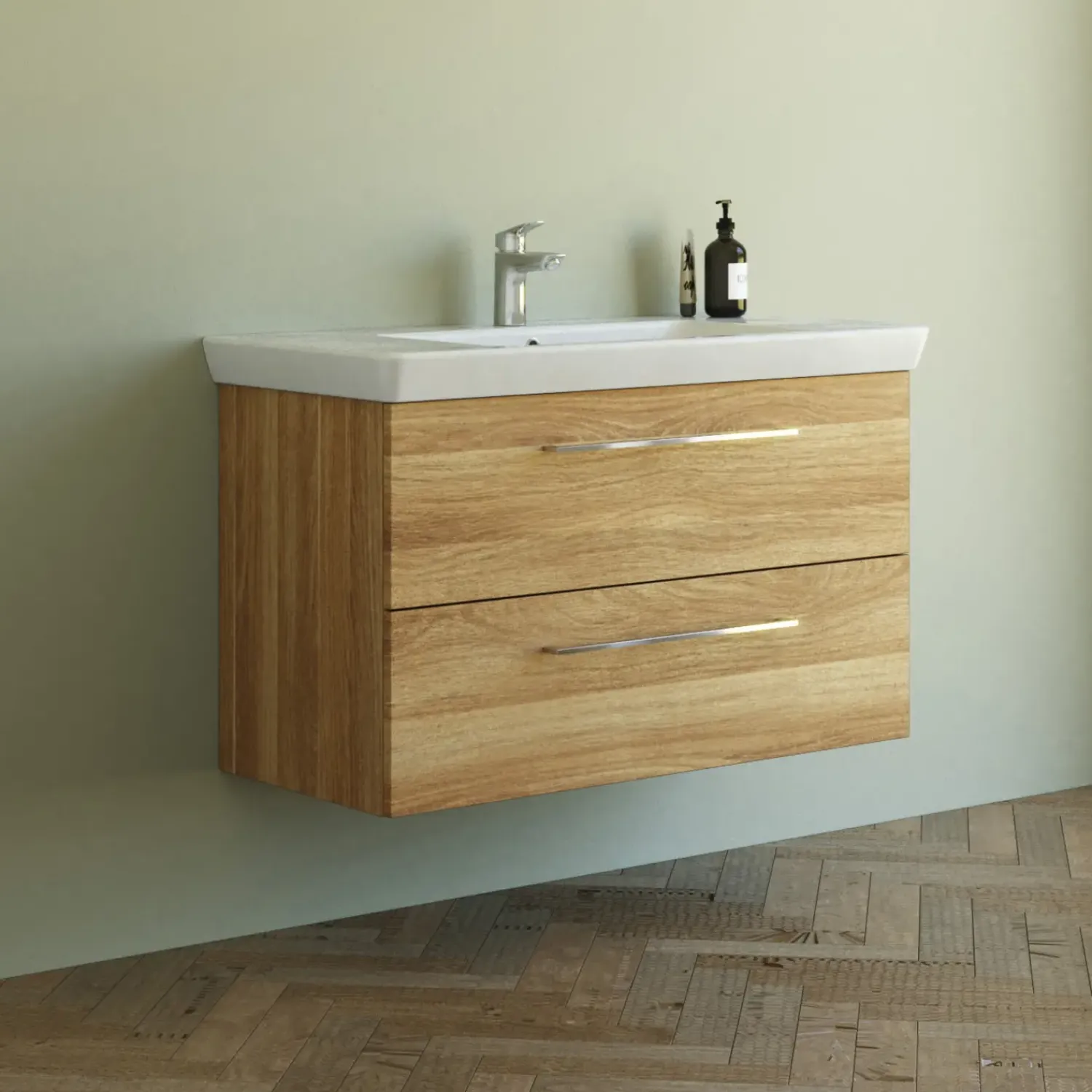 Scanbad Vaskeskabe^Multo+ vaskeskab m/ Lotto XL vask 105 cm varm eg