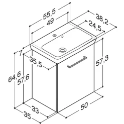Scanbad Vaskeskabe^Multo+ vaskeskab m/ Lotto vask 55 cm sort struktur
