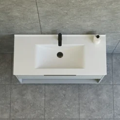 Vaskeskabe^Scanbad NOW vaskeskab m/én skuffe og åbent rum 65,8x81x45,5 cm mat lyseblå stribet front