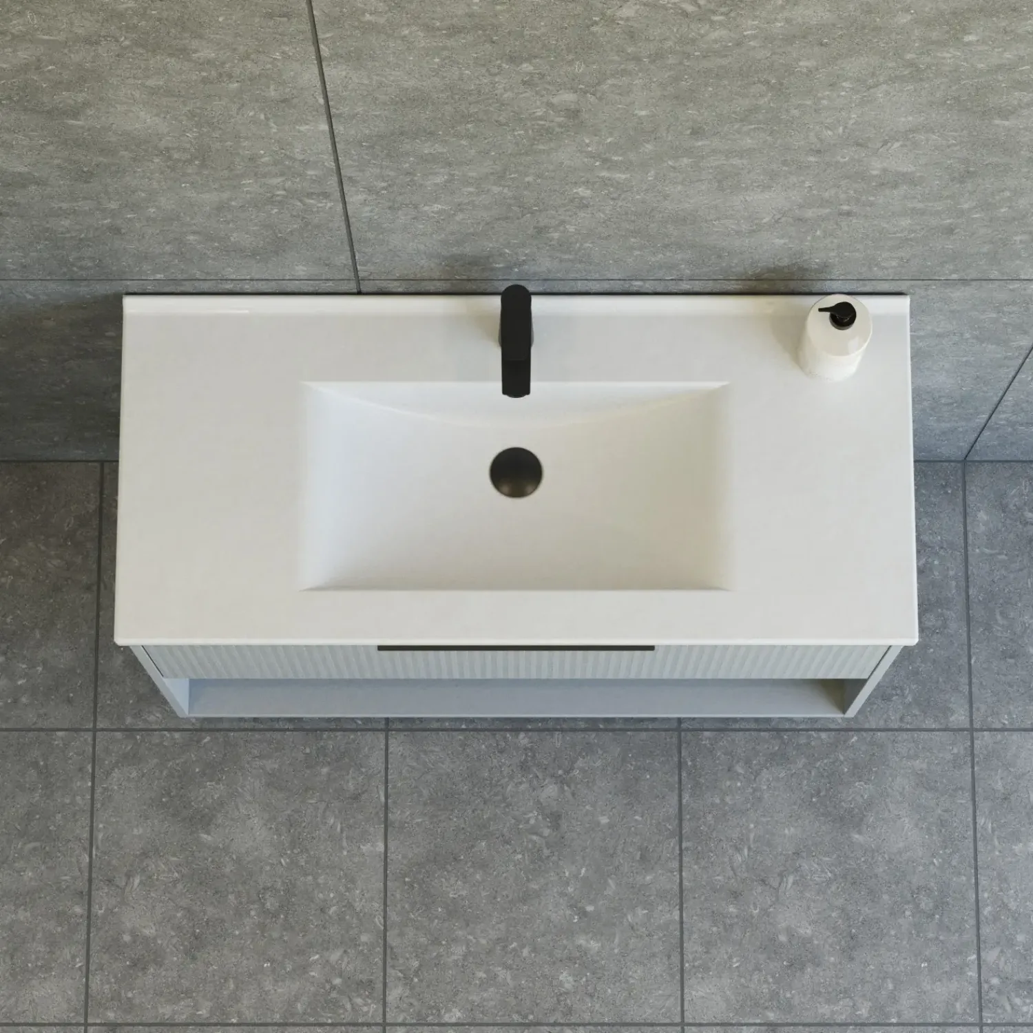 Vaskeskabe^Scanbad NOW vaskeskab m/én skuffe og åbent rum 65,8x81x45,5 cm mat lyseblå stribet front