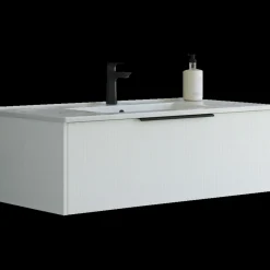 Hot Scanbad NOW vaskeskab m/én skuffe 33,8x61x45,5 cm mat hvid stribet front