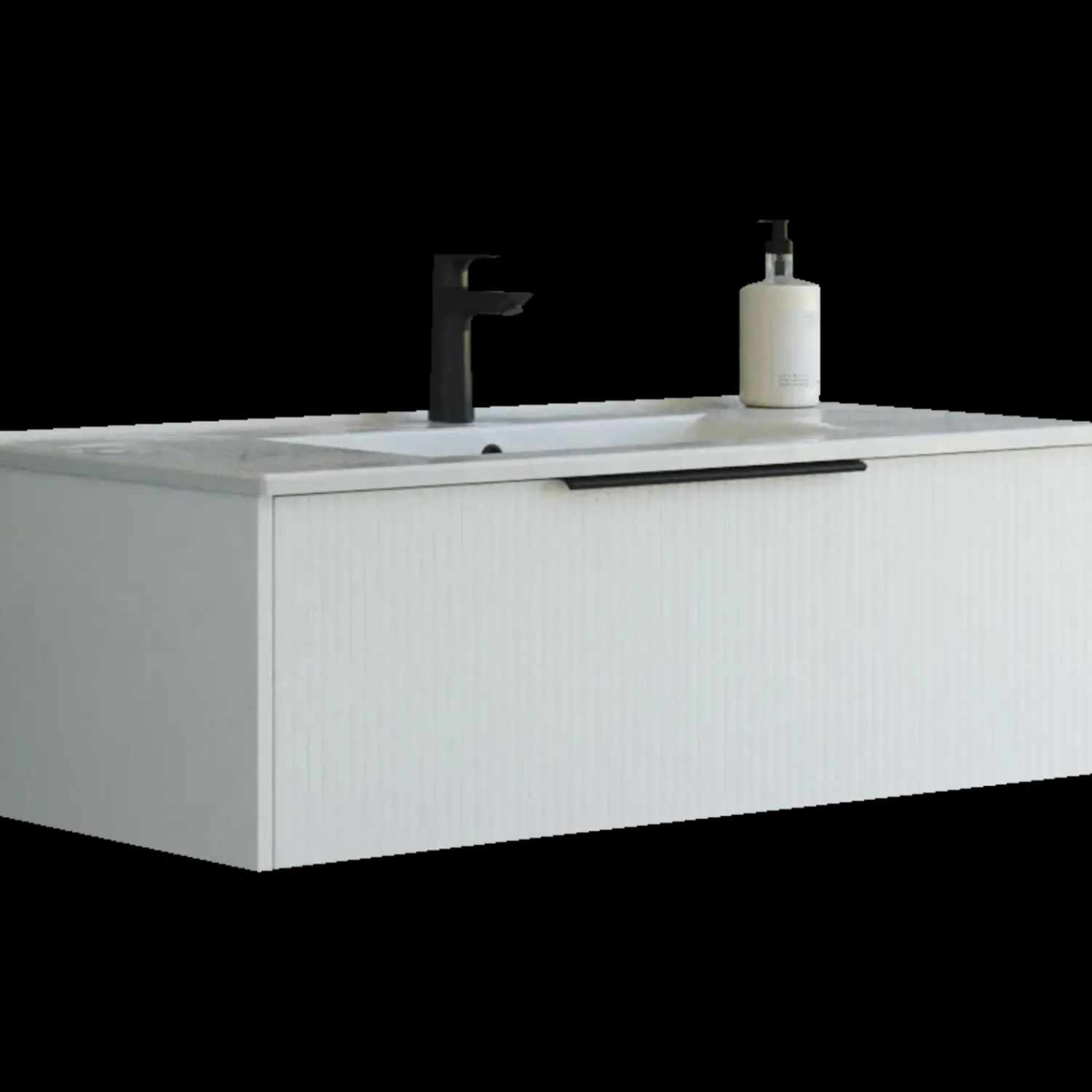 Hot Scanbad NOW vaskeskab m/én skuffe 33,8x61x45,5 cm mat hvid stribet front