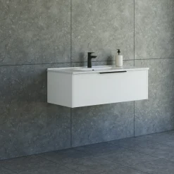 Hot Scanbad NOW vaskeskab m/én skuffe 33,8x61x45,5 cm mat hvid stribet front