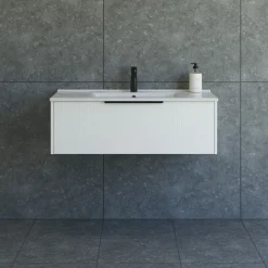 Hot Scanbad NOW vaskeskab m/én skuffe 33,8x61x45,5 cm mat hvid stribet front