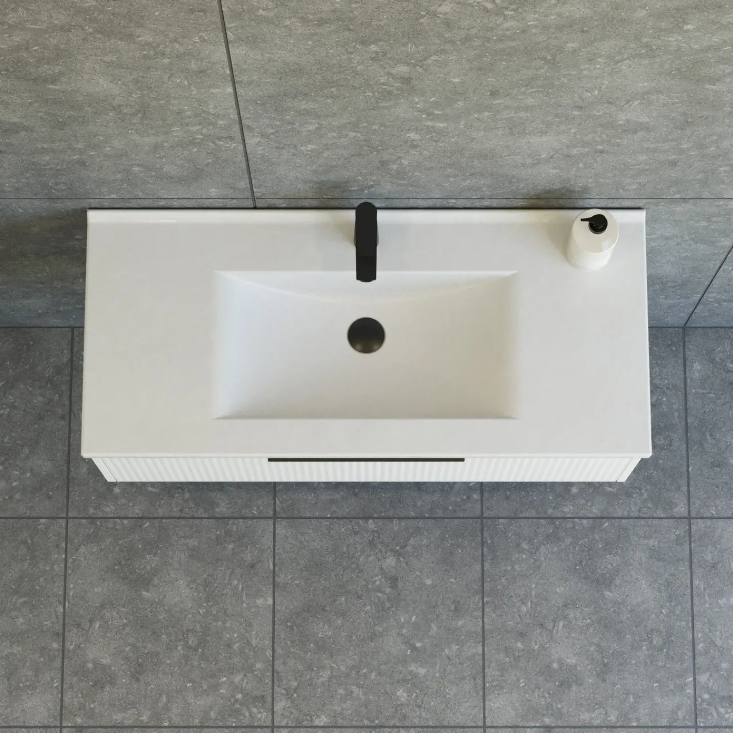 Hot Scanbad NOW vaskeskab m/én skuffe 33,8x61x45,5 cm mat hvid stribet front