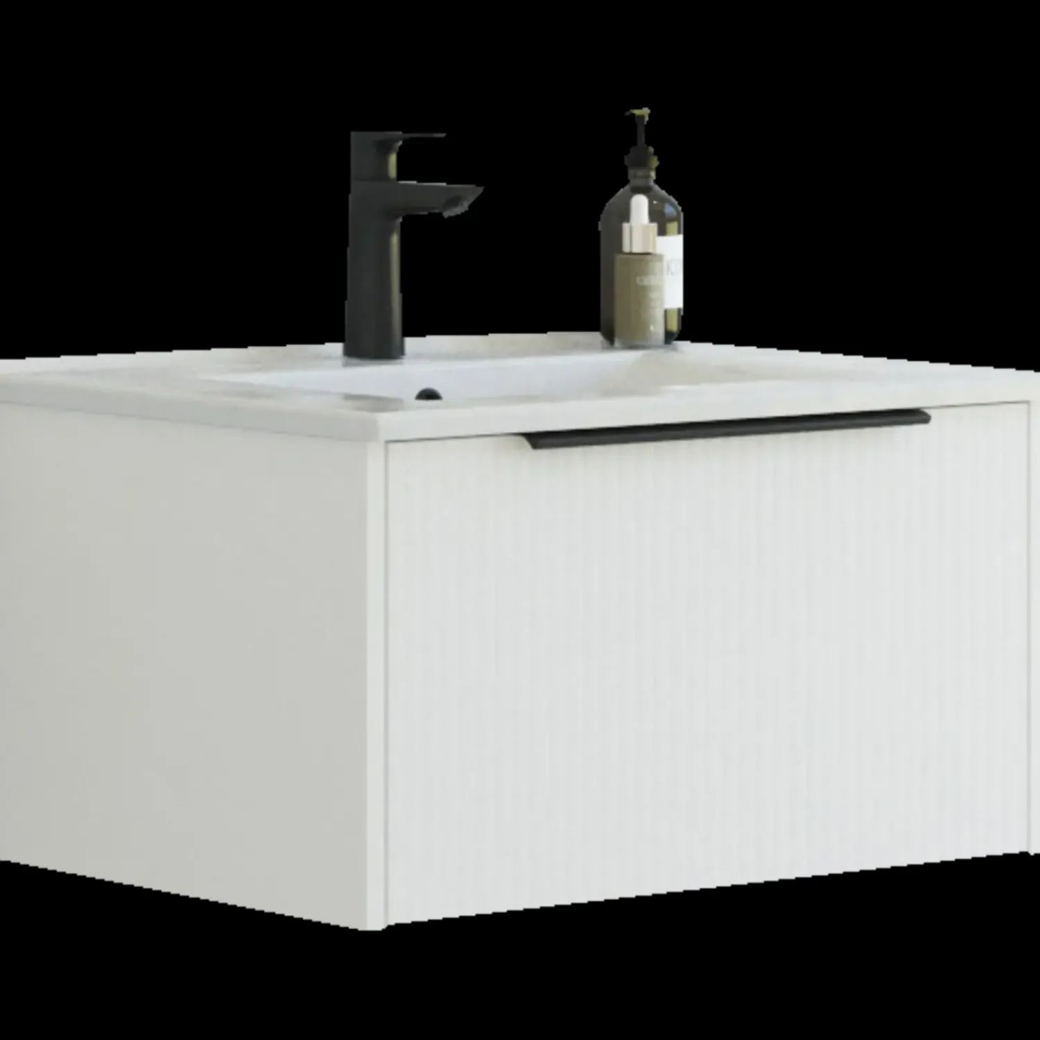 Hot Scanbad NOW vaskeskab m/én skuffe 33,8x61x45,5 cm mat hvid stribet front