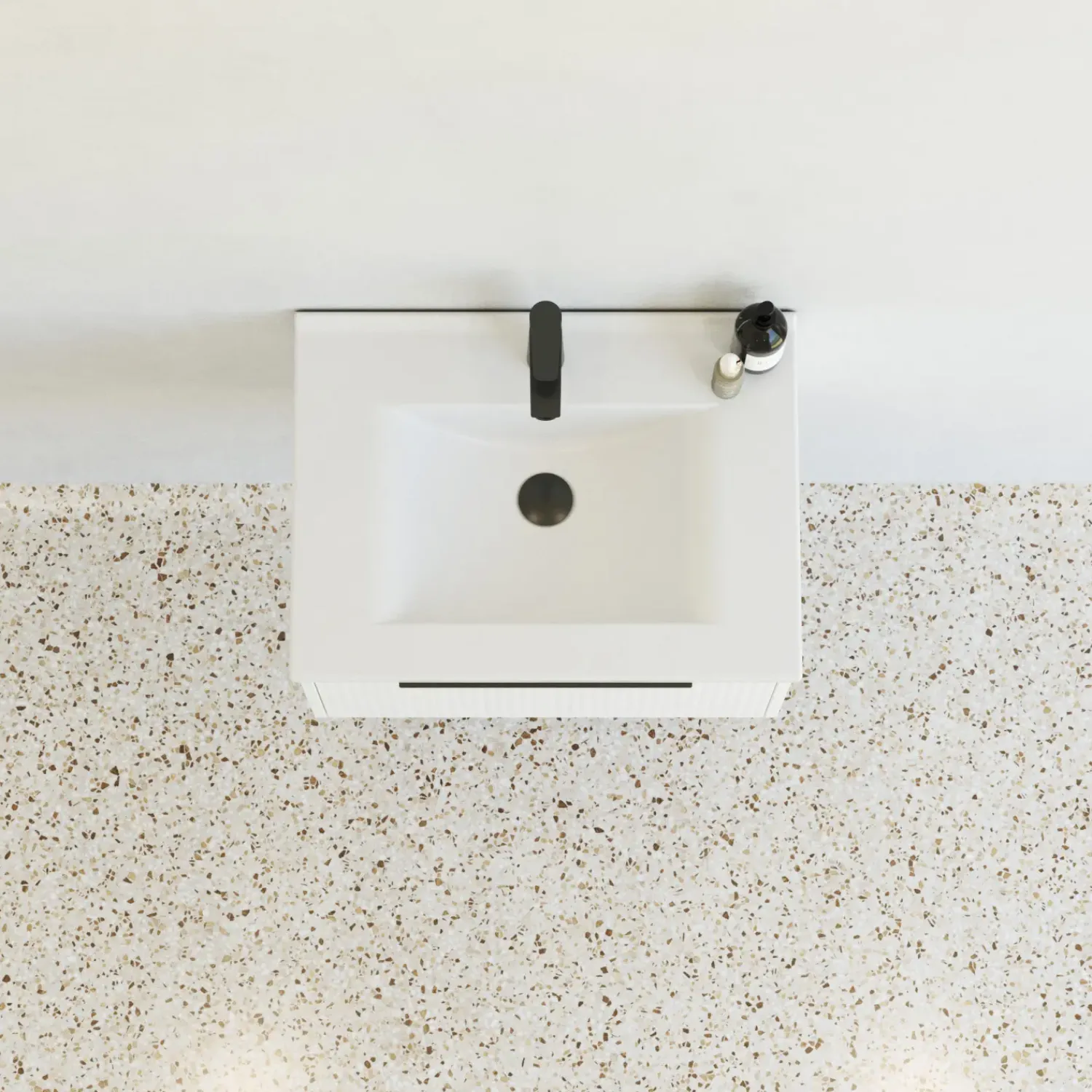 Hot Scanbad NOW vaskeskab m/én skuffe 33,8x61x45,5 cm mat hvid stribet front