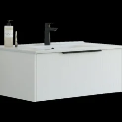 Hot Scanbad NOW vaskeskab m/én skuffe 33,8x61x45,5 cm mat hvid stribet front