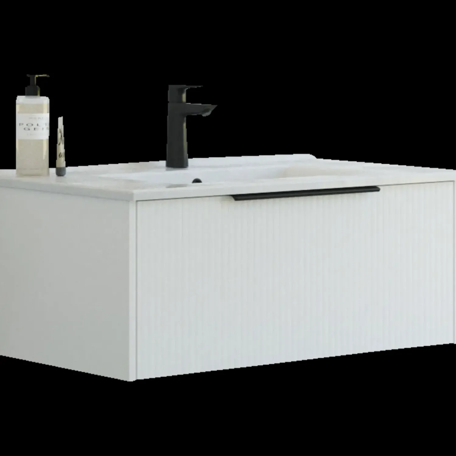 Hot Scanbad NOW vaskeskab m/én skuffe 33,8x61x45,5 cm mat hvid stribet front