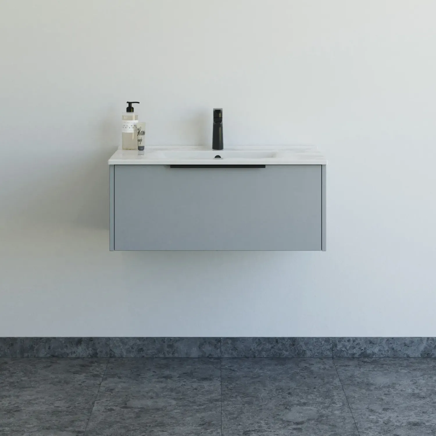 Vaskeskabe^Scanbad NOW vaskeskab m/én skuffe 33,8x61x45,5 mat lyseblå glat front