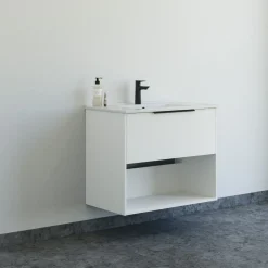 Vaskeskabe^Scanbad NOW vaskeskab m/én skuffe og åbent rum 65,8x81x45,5 cm mat hvid glat front